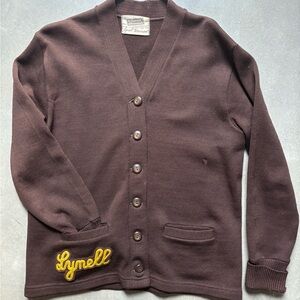 Vintage Coleman Letterman- Brown Cardigan with Yellow Embroidery (Lynell)